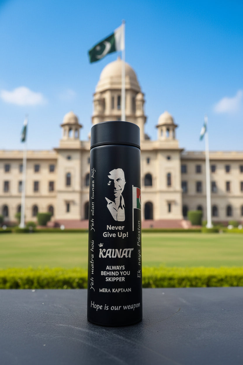 Stainless Steel Temperature Water Bottle – Insulated Hot & Cold Flask with Artistic Sketch Design